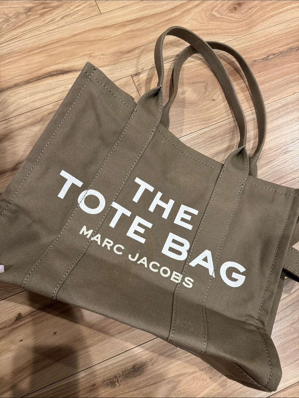 Marc Jacobs Olive Large Canvas Tote with White Logo